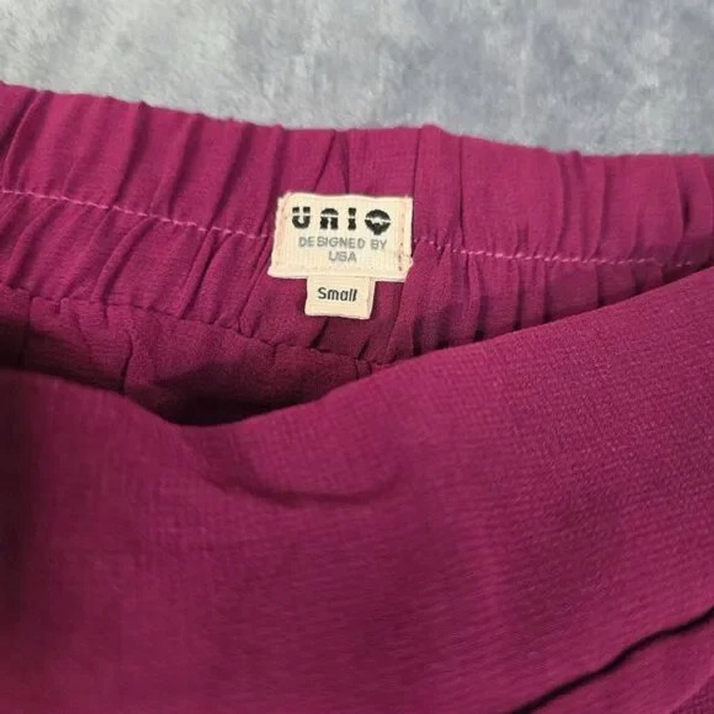 Burgundy Palazzo Pants Small Wide Leg Sheer Lined - Picture 3 of 11
